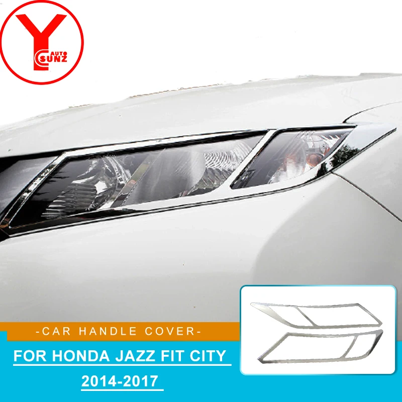 

ABS Head Lights Cover For Honda CITY 2014 2015 2016 2017 Chrome Front Headlights Car Styling Decoration Auto Parts Accessories