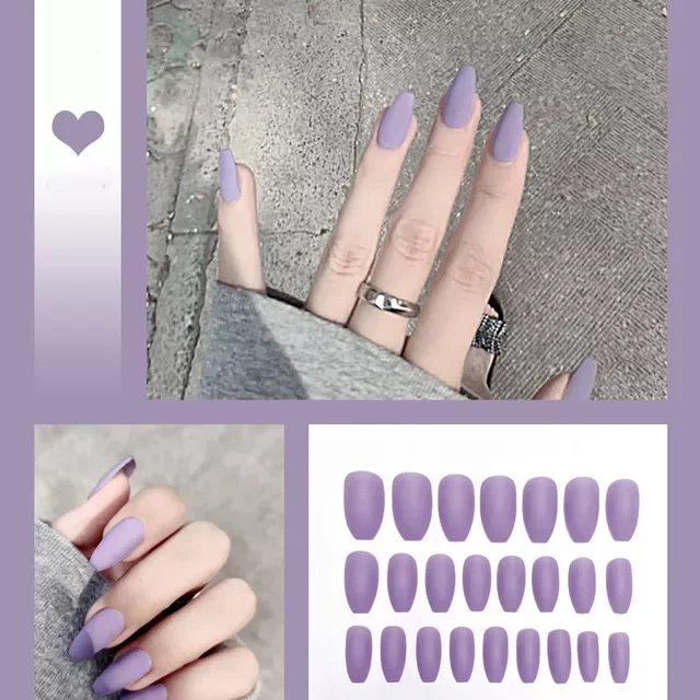 

Full Cover fake Press on Nails Matte Yellow Pure Acrylic Frosted Ballerina acrylic for nails for Women free shipping