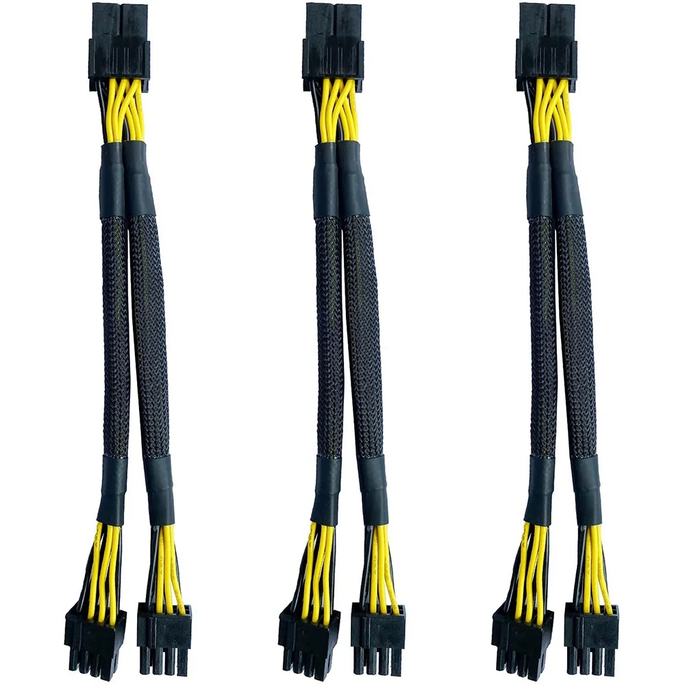 

3Pack GPU VGA PCI-E 8 Pin Female to Dual 8(6+2) Pin Male PCI Express Adapter Braided Sleeved Splitter Power Cable 8 Inch