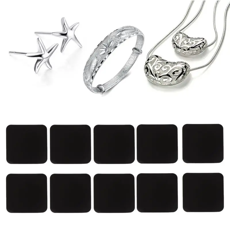 

10 Pcs Anti-tarnish Paper Tab Strips Portable Black Anti Tarnish Strips for Silverware Jewelry for Protection 40GB