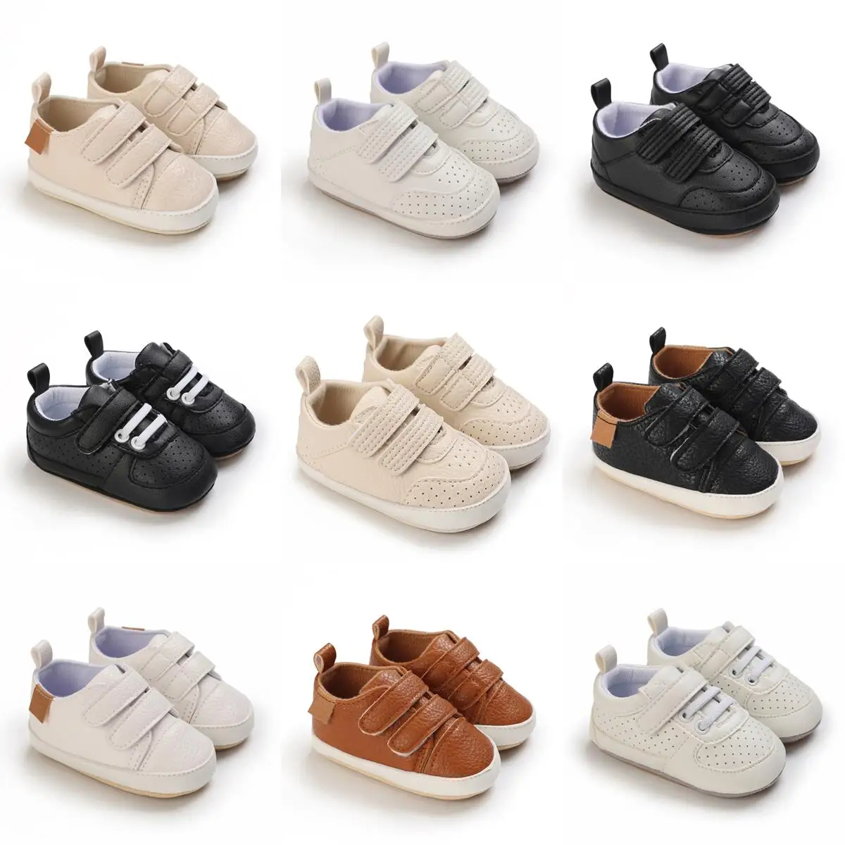 Кроссовки Детские однотонные мягкая кожа резиновая подошва Нескользящие