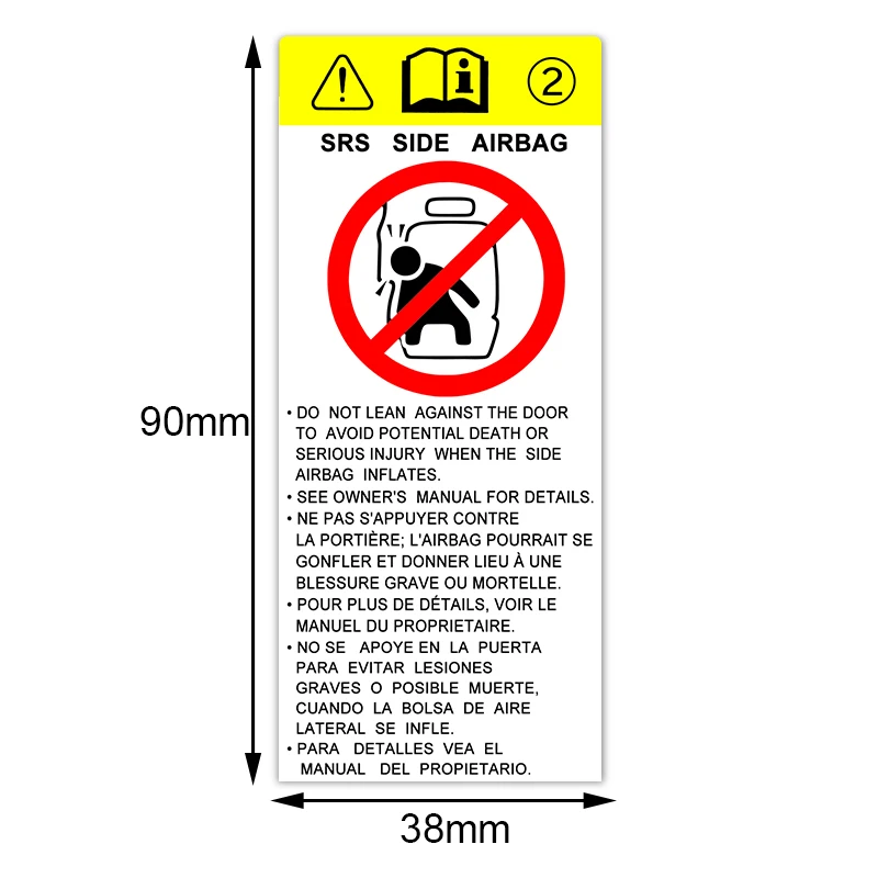 

90 мм SRS SIDE AIRBAG автомобильные наклейки предупреждение о безопасности виниловая наклейка автомобильные аксессуары Pegatinas Para Coche DIY Стайлинг автомобиля XH001 # #