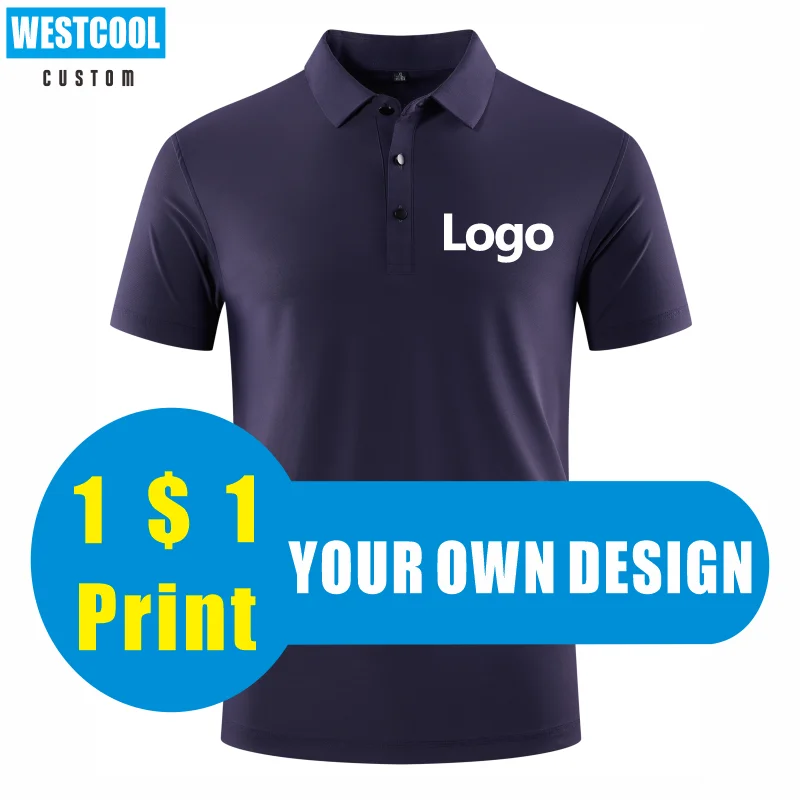 

WESTCOOL High-Quality Quick Dry Polo Shirt Custom Logo Print Personal Design Tops Embroidery Summer Pure 8 Colors Men And Women