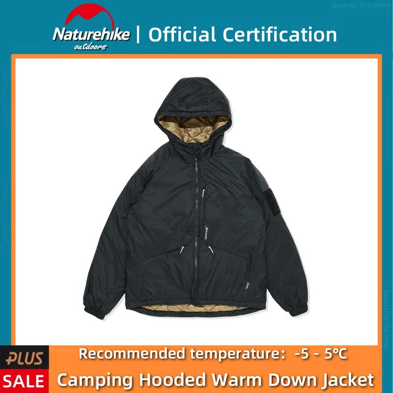 Naturehike Outdoor Mens and Womens Fashion Hooded Down Jacket Portable Camping Mountaineering Breathable Warm Windproof Jacket