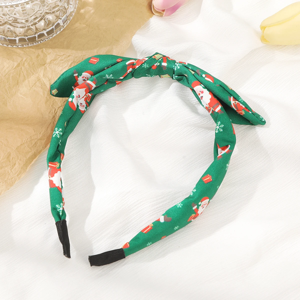 Модная повязка на голову с принтом Санта Клауса мягкая широкая аксессуары для