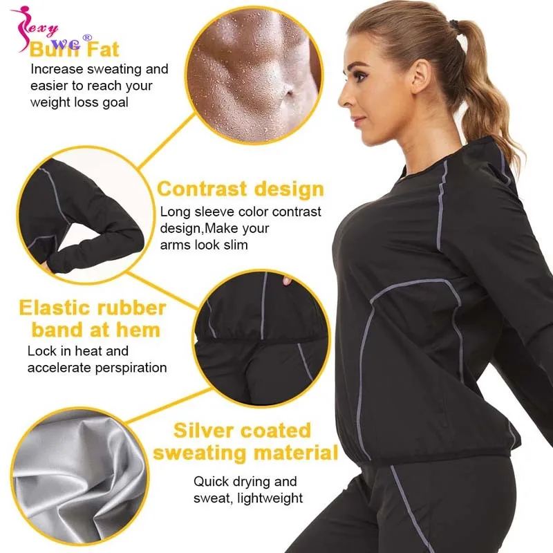 SEXYWG Sauna Sweat Suit Sports Shirt + Legging Women Body Shaper Fitness Tights Slimming Waist Trainer Tummy Control Panties