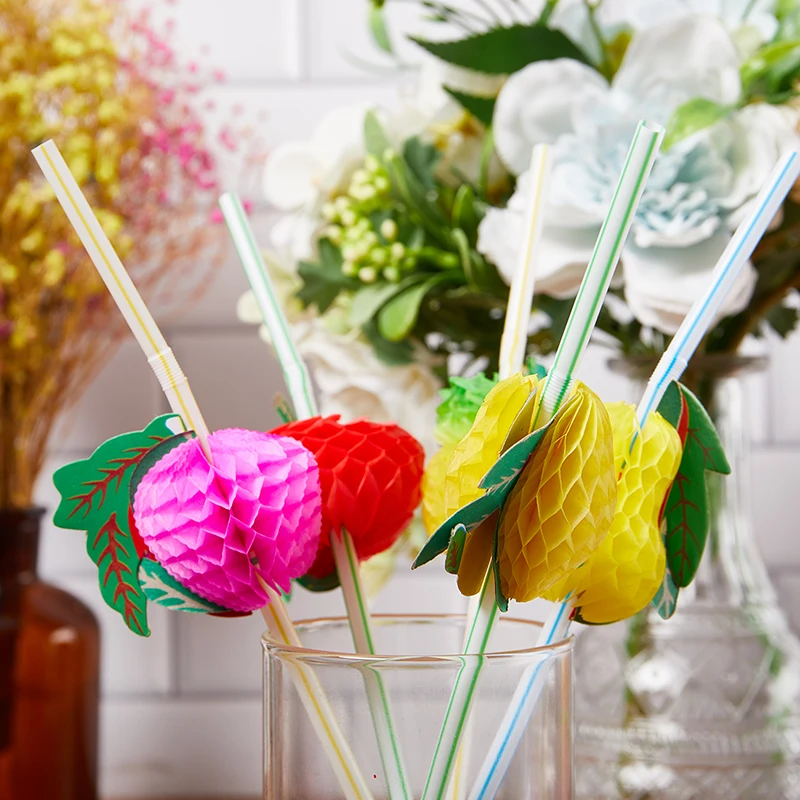 

25Pcs Flamingo Pineapple Drinking Straws Birthday Party Decoration Supplies