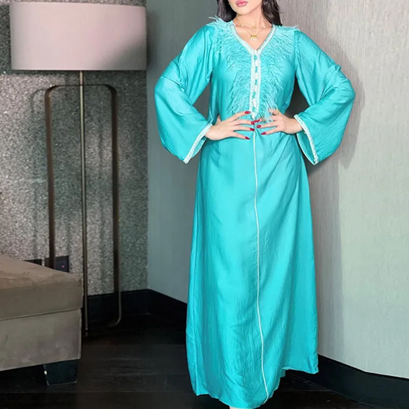 

Arabic Dubai Abayas For Women Moroccan Caftan Evening Dress Eid Mubarak Islam Clothing Ramadan Muslim Women’s Dress