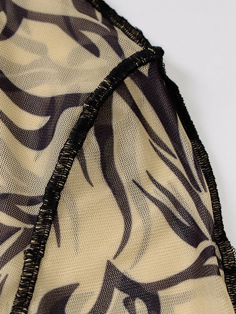 Goth Dark Punk Gothic Mesh Women T-Shirts Grunge Hip Hop Print Long Sleeve Turtleneck Crop Tops Sexy See Through Streetwear 2021