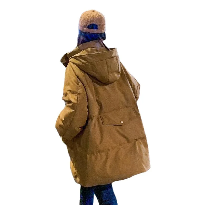 Down Cotton Jacket Female 2022 Winter New Hood Loose Student Bread Clothes Loose Thickened Winter Jacket