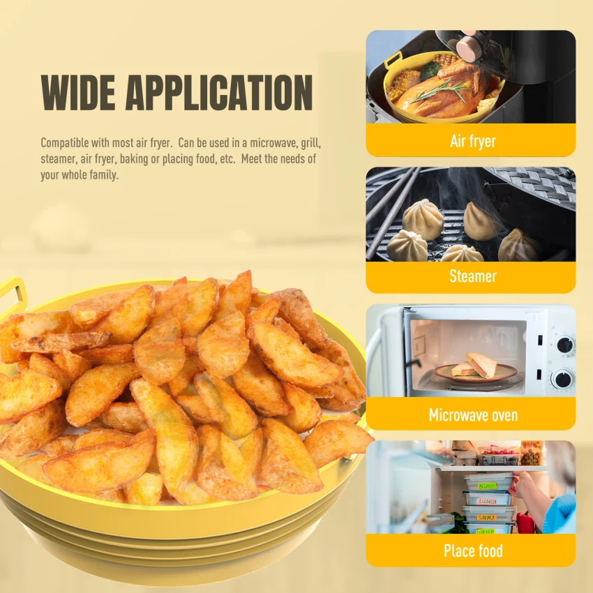 

Air Fryer 2 Pcs Silicone Pot Liners and Foldable Basket Rack