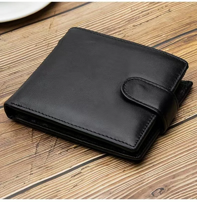 Manufacturer Direct Selling Leisure Short Business Leather Multi-Functional Large Capacity Buckle Men's Wallet Card Bag