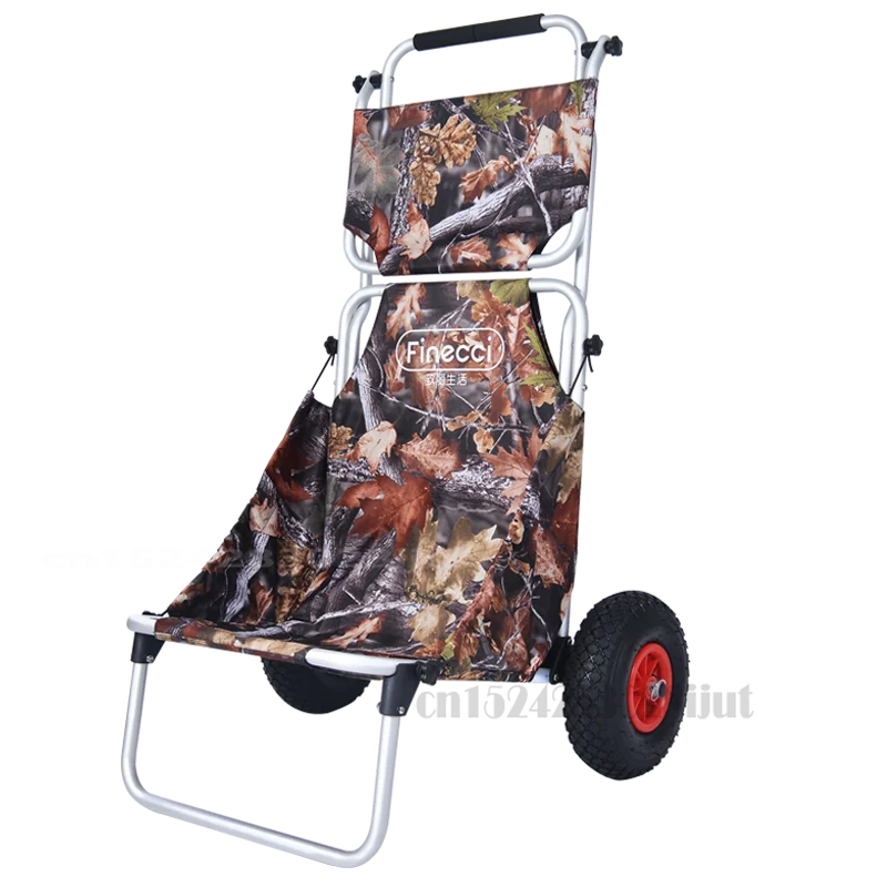 

Folding Shopping Cart All-in-One with Seat Outdoor Portable Camping Wagon 25cm Big Rubber Wheel Photography Fishing Trolleys