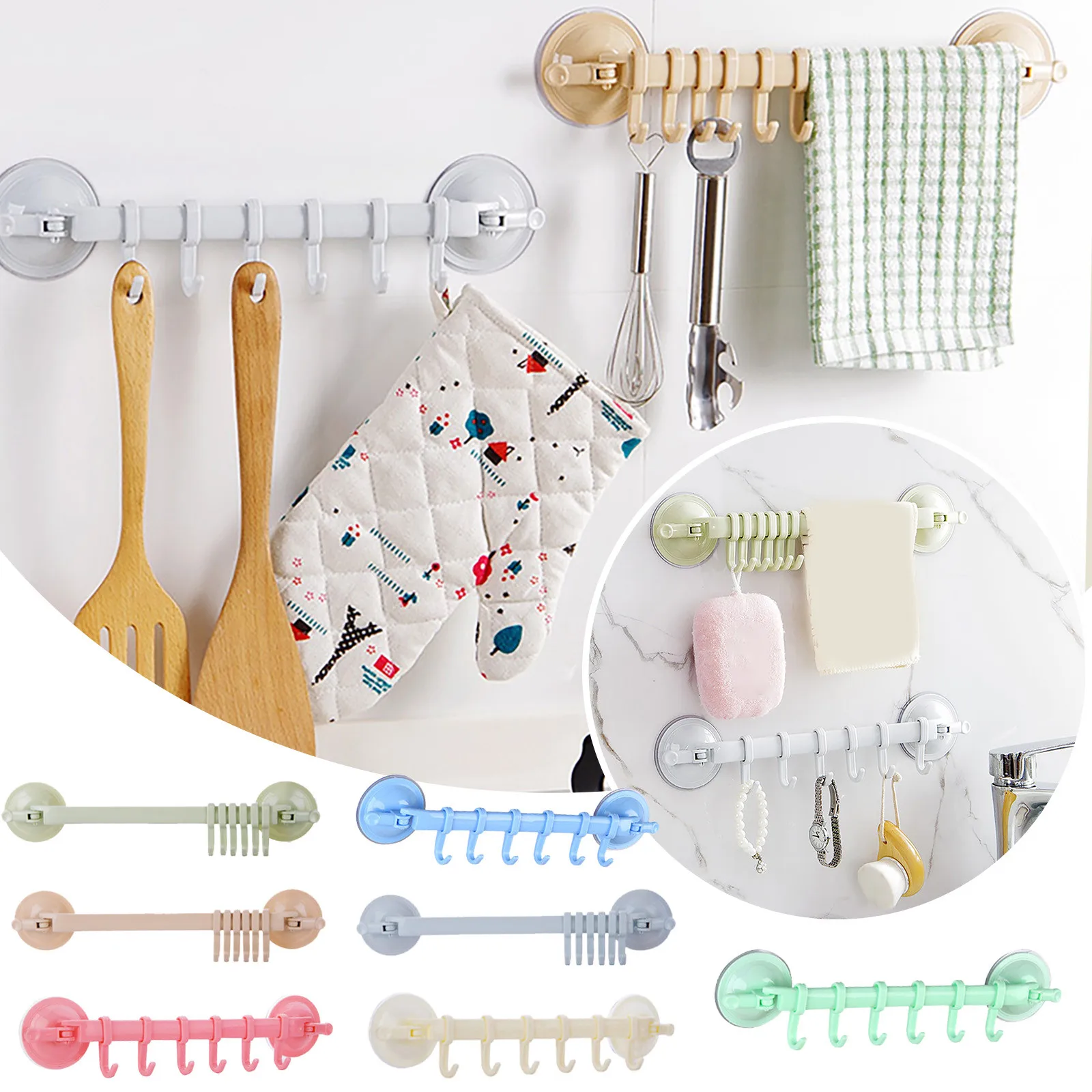 

Organizer Hook Plastic Bathroom Sucker Vacuum Frame Towel Double Adjustable Wall Tool Shelves Flexible Cupboard Holder Hanger