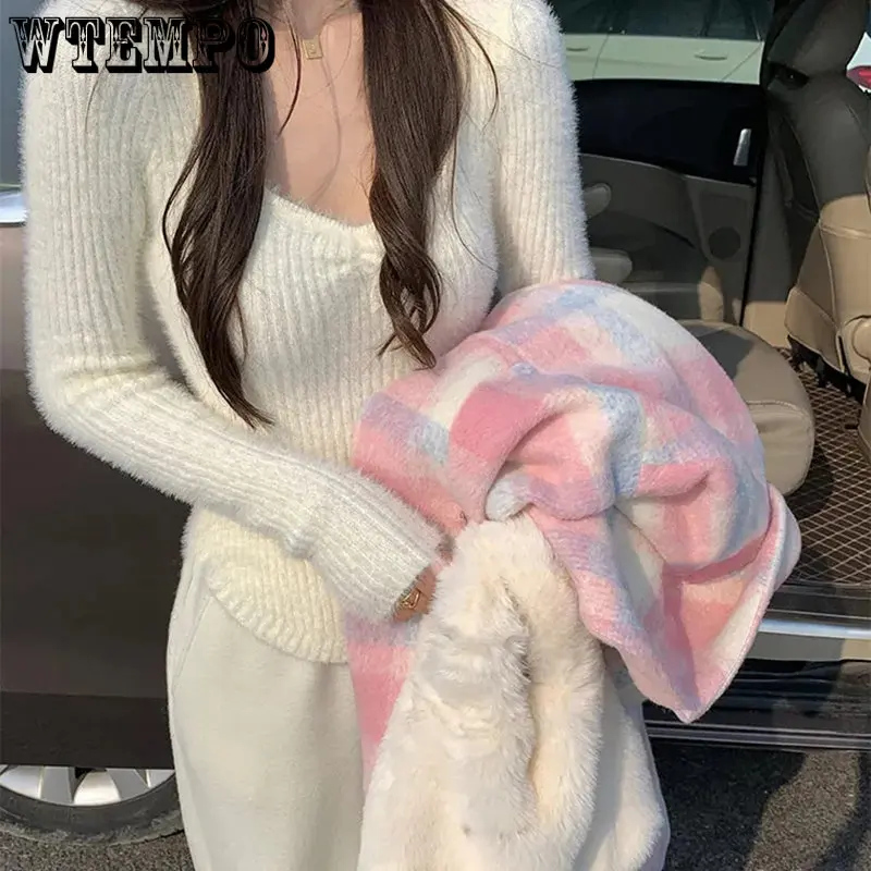 

Облегающие вязаные топы Y2k, Женский шикарный Повседневный свитер с длинным рукавом, Осенний однотонный корейский пикантный пуловер, женска...