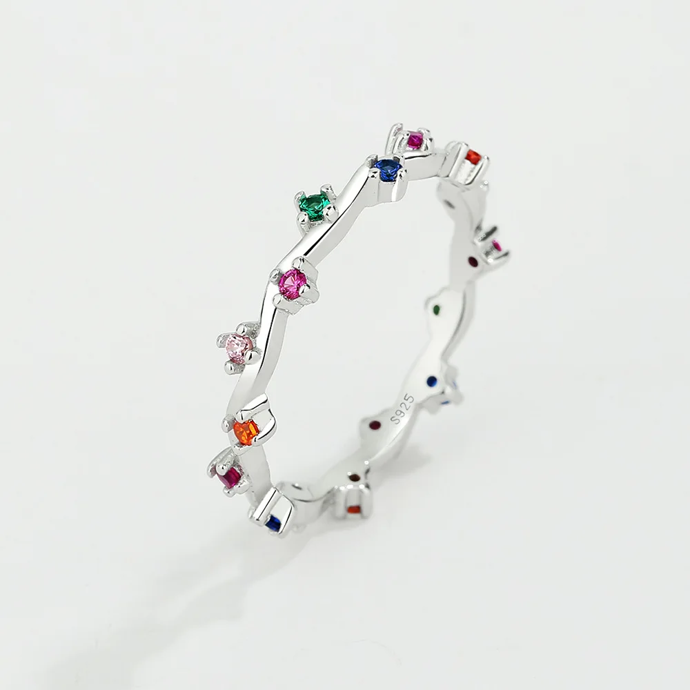 

Luxury S925 Sterling Silver Irregular Zircon Rings for Women Fine Jewelry Fashion Party Colorful Gemstone Ring Gifts for Girls