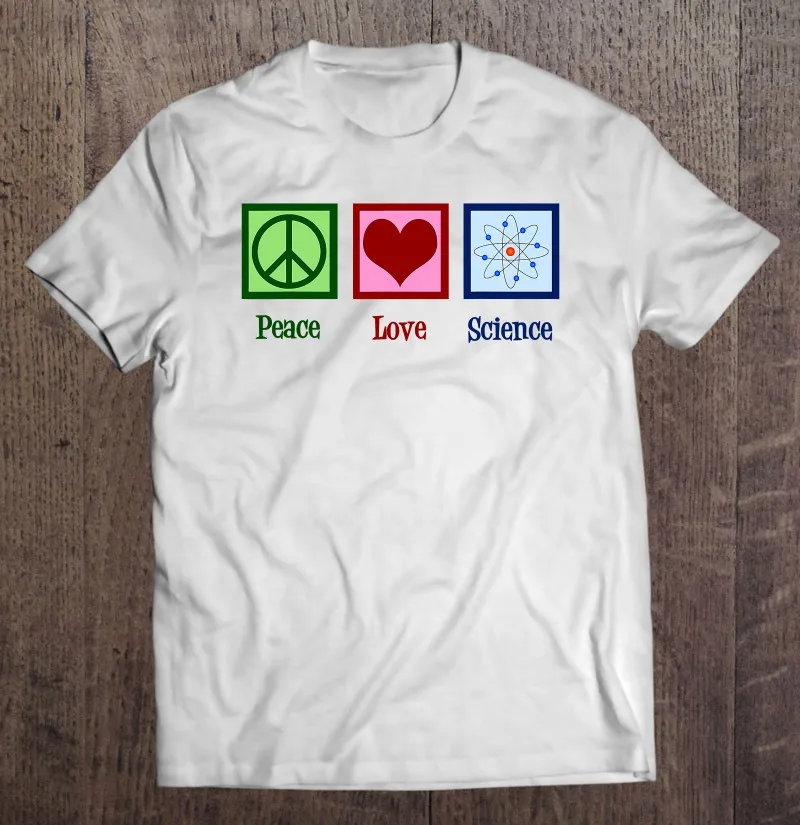 

Футболка мужская с надписью Peace Love Science, дизайнерская футболка оверсайз с графическим принтом, с принтом на заказ, в стиле Харадзюку