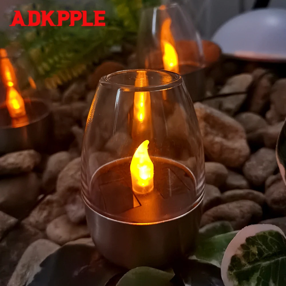 

5/4/2/1PC Solar Light Outdoor Garden LED Stainless Steel Candle Lamp Wine Glass Lights Landscape Indoor Home Decor Night Lamps