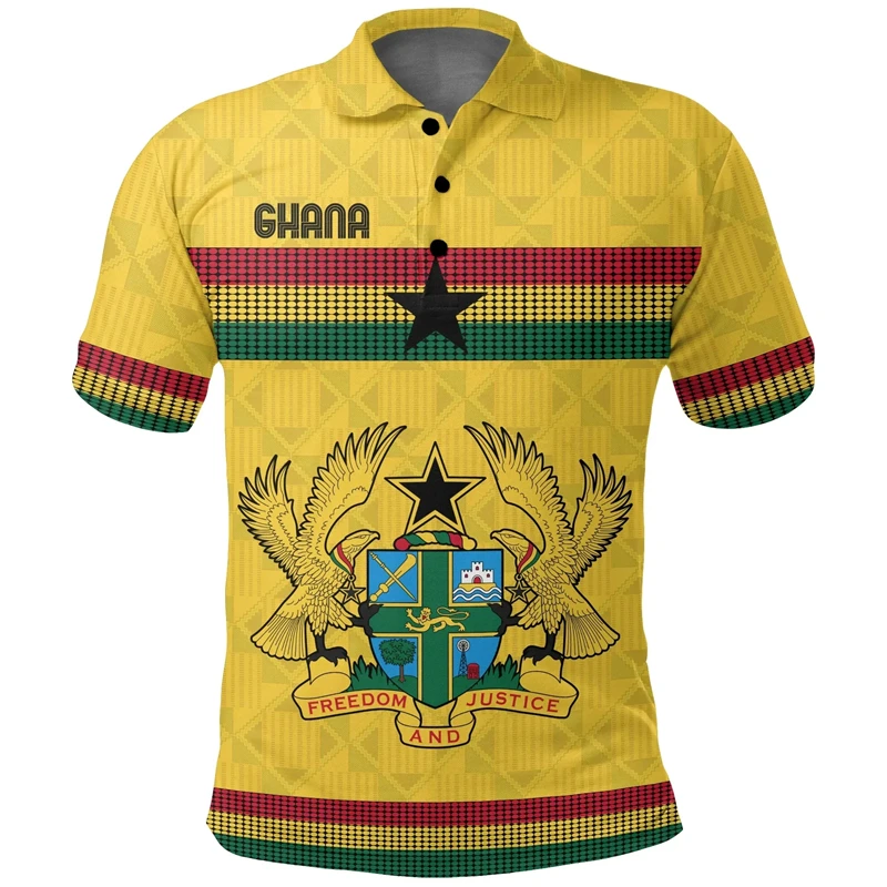 Флаг Ганы Карта Графический Рубашка ПОЛО GHA Национальная Эмблема Рубашки Поло