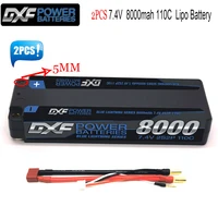 dxf 7 4v 2s lipo battery 8000mah 110c hard case with deans t plug 5mm bullet for rc truck car truggy buggy vehice hobby