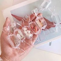 portable cute teen girls candy shape transparent makeup storage box mini earrings jewelry bag travel storage container organizer