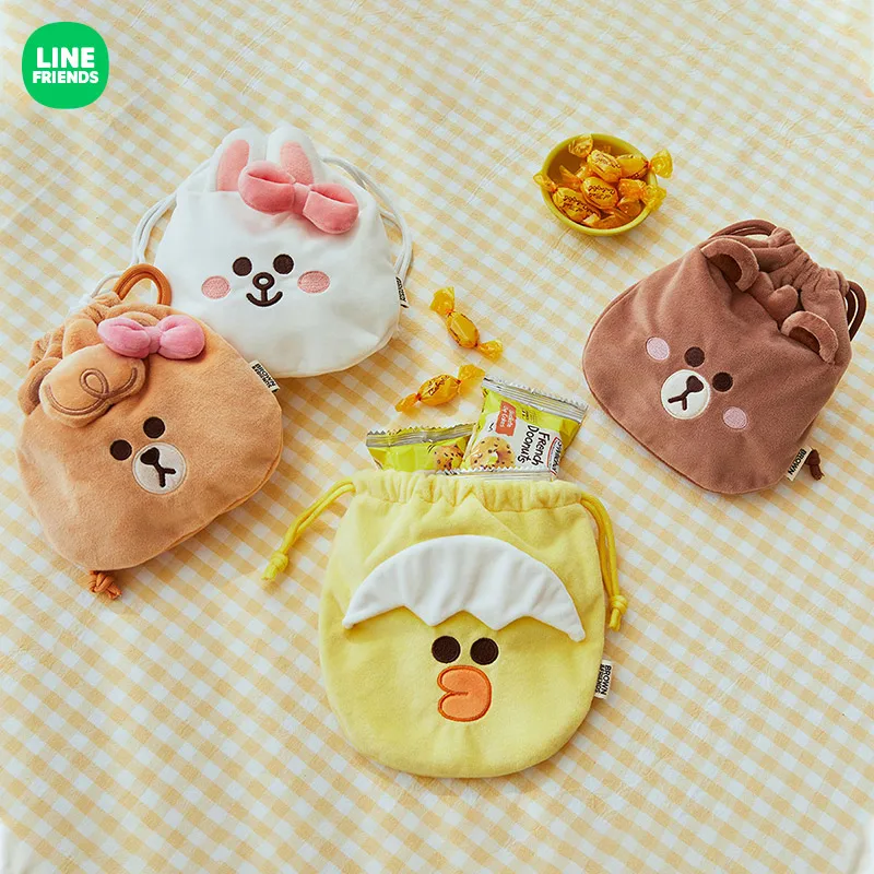 

Line Friends Mini Series Brown Cony Sally Choco Cartoon Kawaii Drawstring Cosmetic Bag Super Cute Storage Bag Drawstring Pocket