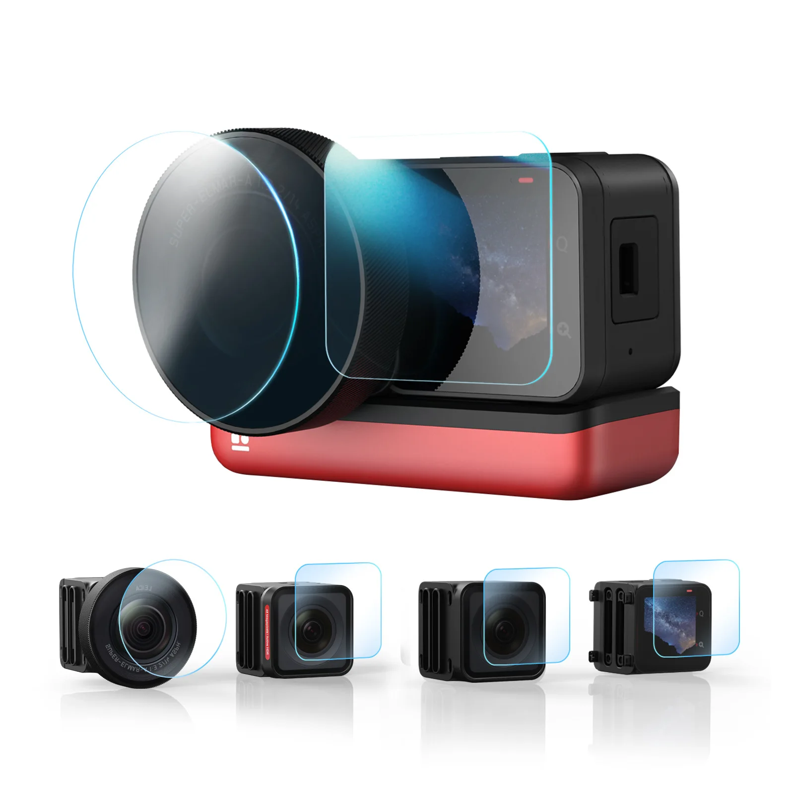 

aMagisn For Insta360 One RS/R Tempered film host 4K wide-angle enhanced one-inch wide-angle lens tempered glass protective film