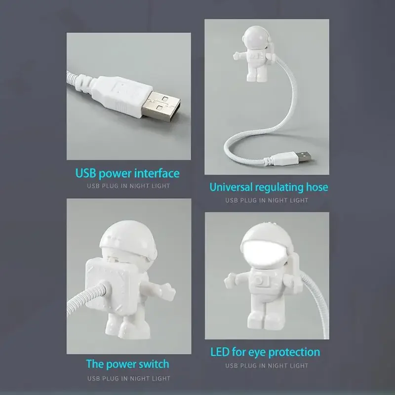 USB ночник светодиодный светильник астронавта настольная лампа гибкий 5 В