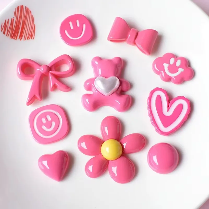 

10 шт. розовые кавайные украшения в виде медведя с плоской спиной, кабошон из смолы, скрапбукинг, «сделай сам», искусственные луки для волос, аксессуары для центра