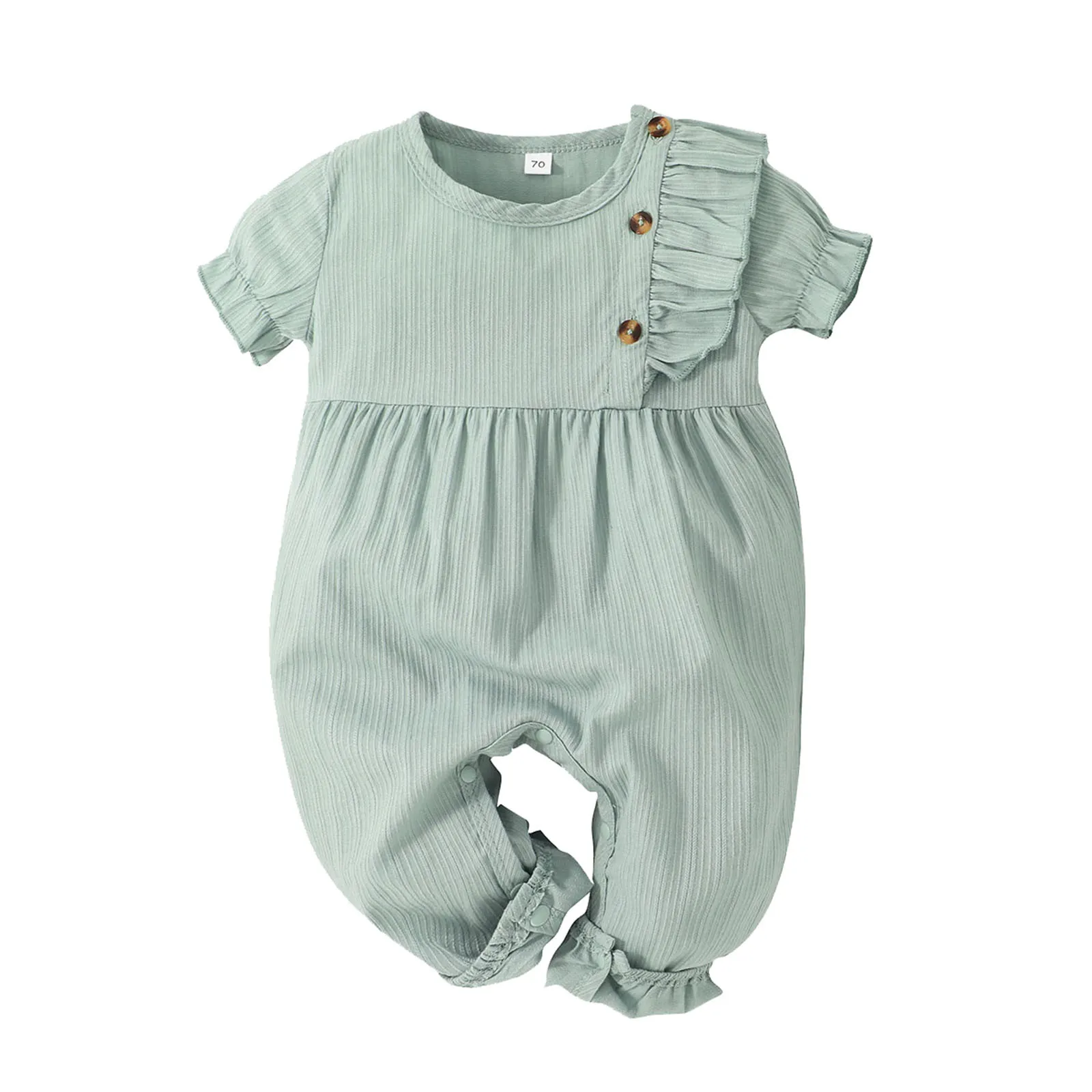 

Solid Sleeve Romper Short Girls Jumpsuit 3-18M Infant Boys Baby Ruffles Clothes Girls Romper&Jumpsuit Romper Kids