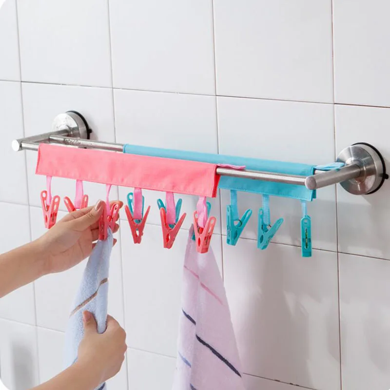 

4 pcs Colorful Portable Fabric Hanger with Clips for Underwear Sock Towel, Folding Hanger for Travel Hotel