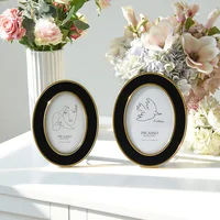 European Retro Oval Photo Frame Ornaments Metal Black Silver 6 Inch 7 Inch Gold Living Room Simple Table Picture Frame