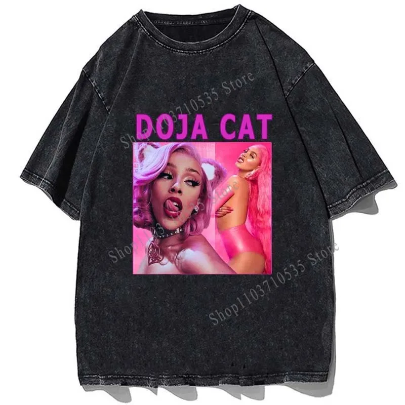 oruj raper Doja Cat Print T-shirt High Street Fashion Mężczyźni Kobiety Hip Hop Tshirt Bawełna Oversize Vintage Letnie koszulki z krótkim
