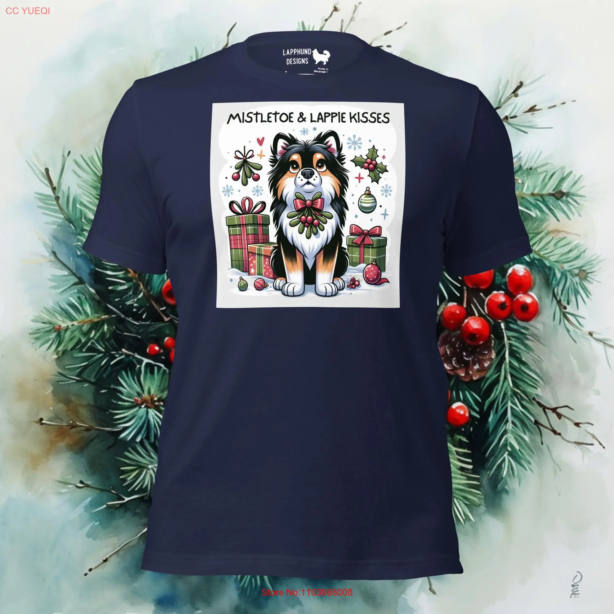 Mistletoe Lappie Kisses Finnish Lapphund Christmas T Shirt Festive Dog Lover Apparel Perfect Holiday Present for Pet Owners