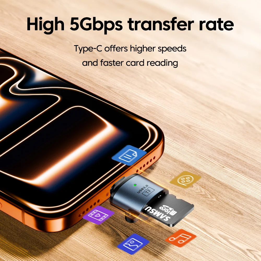 Фото USB-адаптер для чтения карт TF (microSD) для iPhone, USB 3.0, USB-C/Type-C, OTG-адаптер для карт памяти TF для Samsung/Xiaomi/планшетов №1