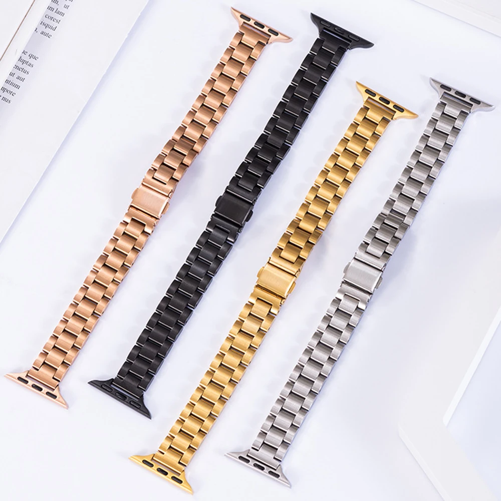 Фото Ремешок из нержавеющей стали для Apple Watch Band 45 мм 41 мм 38/42 мм 3 7 SE, металлический звеньевой браслет для IWatch Series 6 5 4 40 мм 44 мм №5
