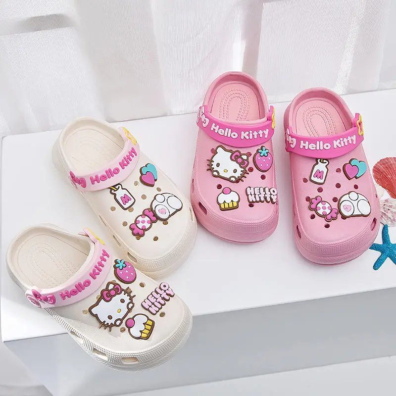 

Симпатичные Тапочки Sanrio Hello Kitty для девочек, летние новые модные удобные Мультяшные милые аниме тапочки для девочек, подарок на день рождени...