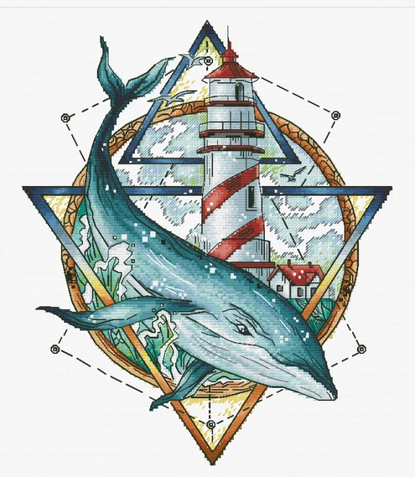 Наборы для вышивки крестом Киты и маяк рукоделие своими руками хлопковый холст