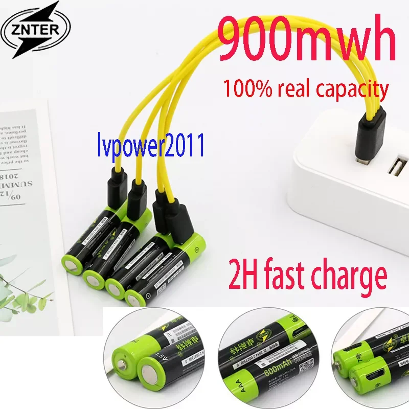 

NEW2023 New product ZNTER 1.5V 900mwh AAA USB Rechargeable li-polymer lithium li-ion battery