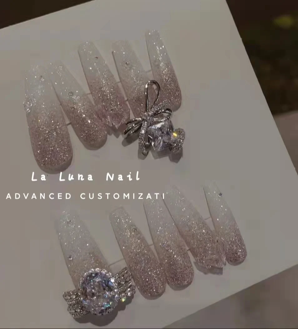 

Роскошные свадебные накладные ногти ручной работы, накладные ногти в виде Галактики, накладные ногти с дизайном, наклейка для готовых ногте...