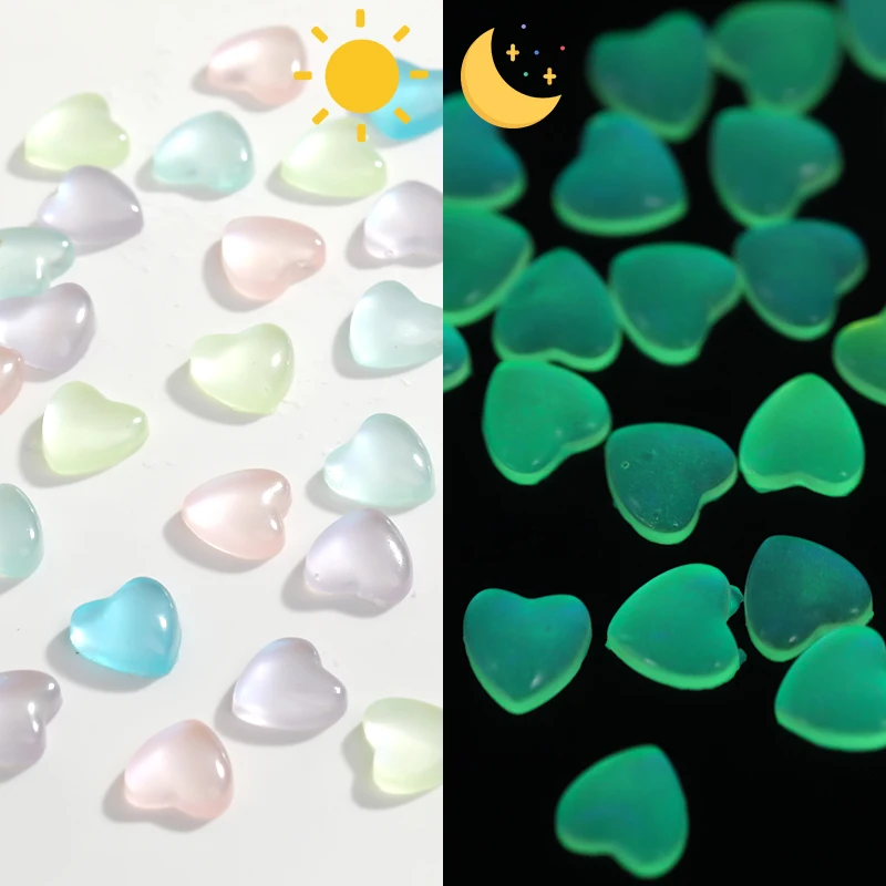 

Heart Glow At Night Nail Polish For Nails Change Color Parts Design Acrylic Summer Decoration Japan Accessories 50Pcs