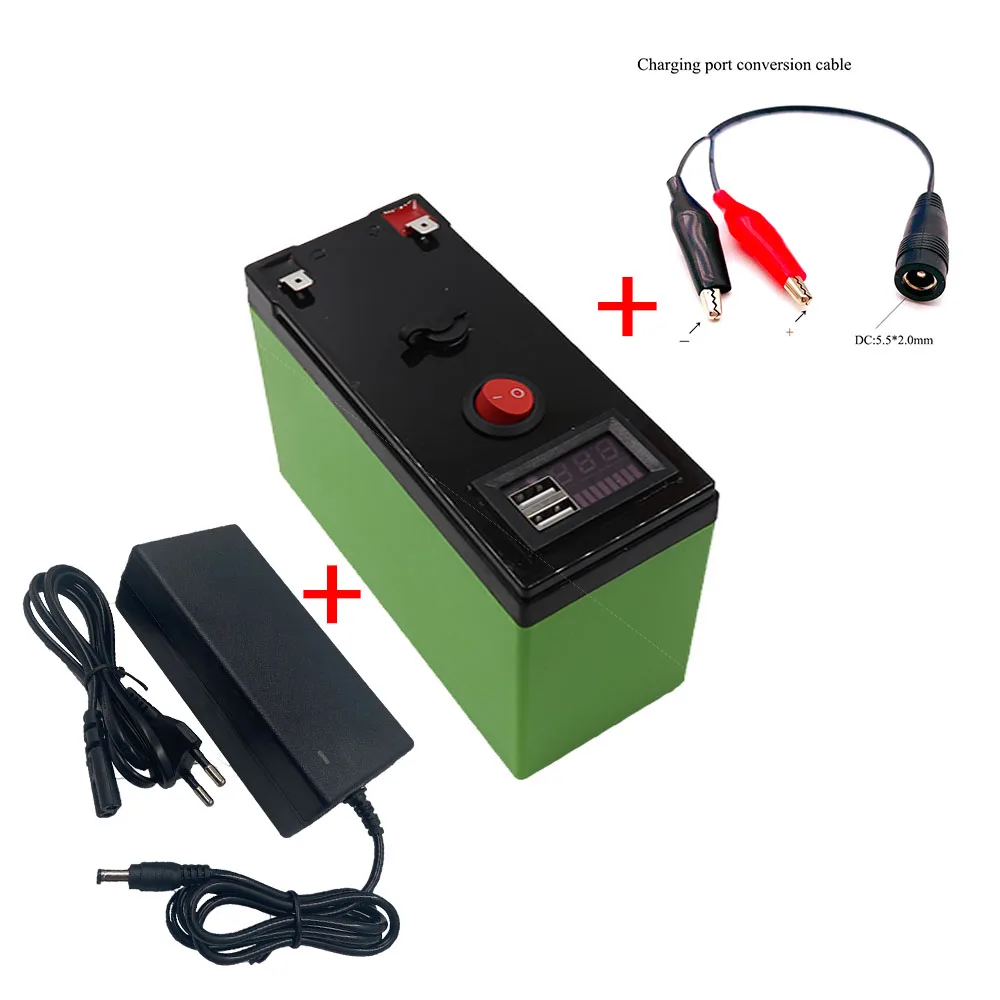 

New 36V 20-100mAh Portable Rechargeable 18650 Battery Built-in 5V 2.1A USB Level Display Charging Port, +42 Charger