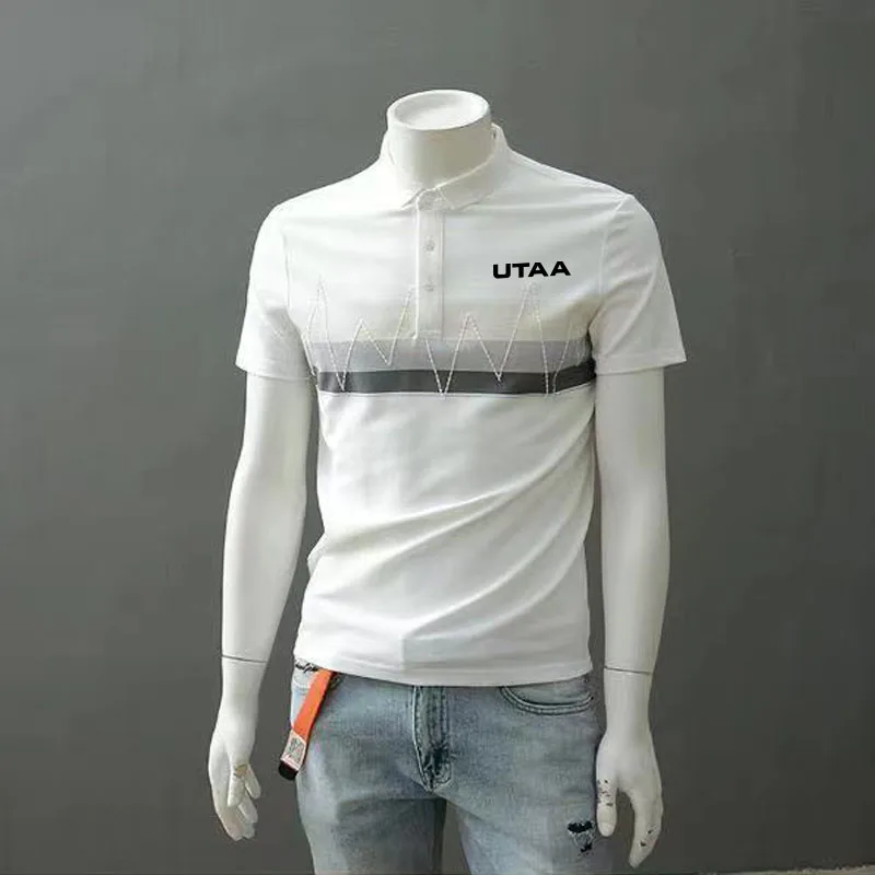 Embroidery Golf Shirts for Men Golf Clothing Summer Men's Golf Polo T-shirt Comfortable Breathable Tops Short Sleeves Golf Wear