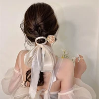 summer net yarn bow hair sticks handmade flower bun hair tools ribbon minimalist hairpin for women headwear hair accessories