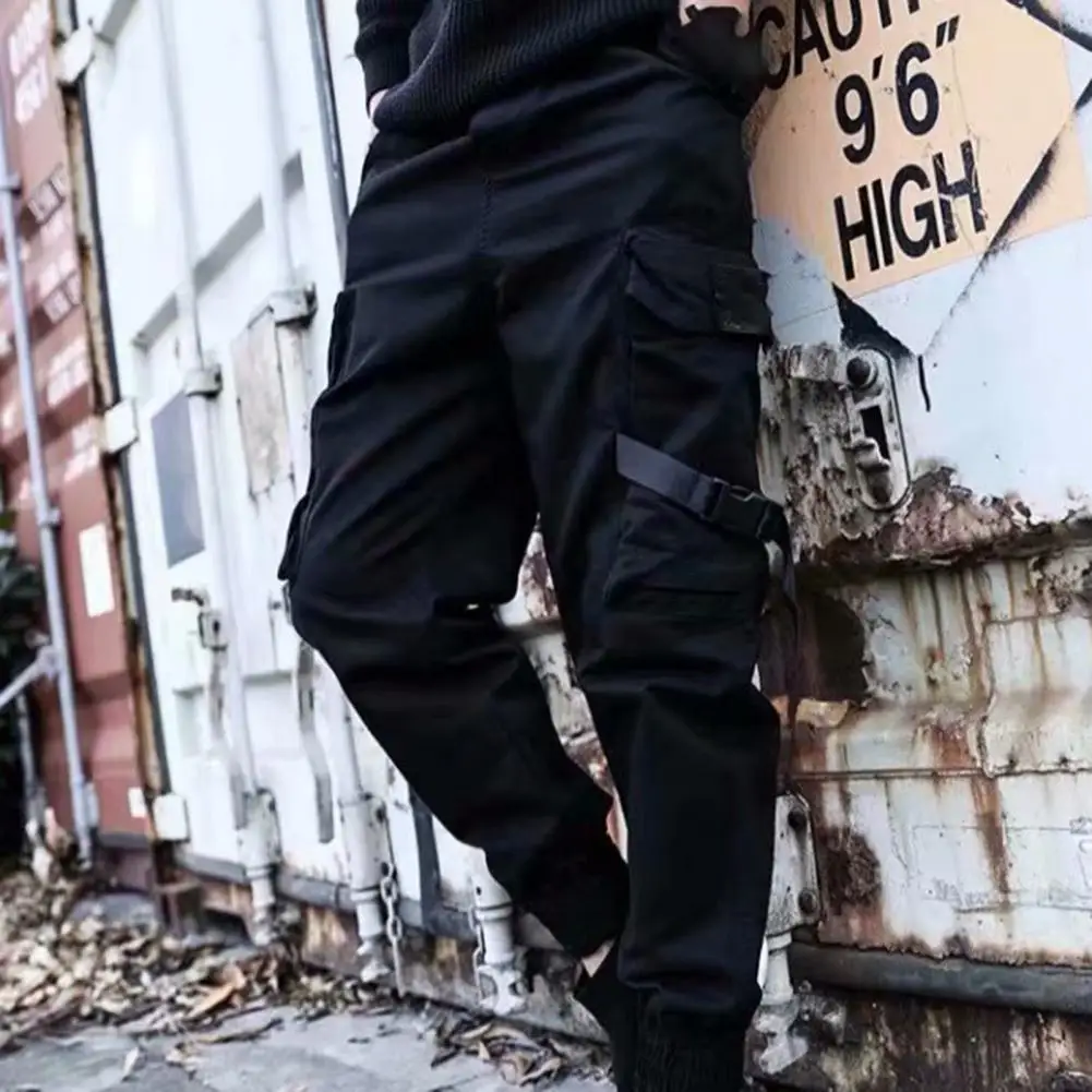 

Close-fitting Long Elastic Waist Multi Pockets Cargo Pants Daily Clothes