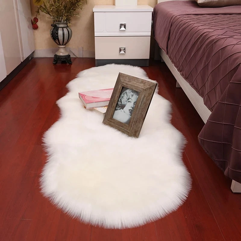 plush soft sheepskin bedroom carpet imitation wool pad long hair bedside mat sofa cushion white rugs red living room fur carpet free global shipping