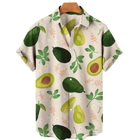 2022 new fashion summer casual fruit print shirt avocado shirt mens hawaiian shirt seaside vacation beach top 5xl