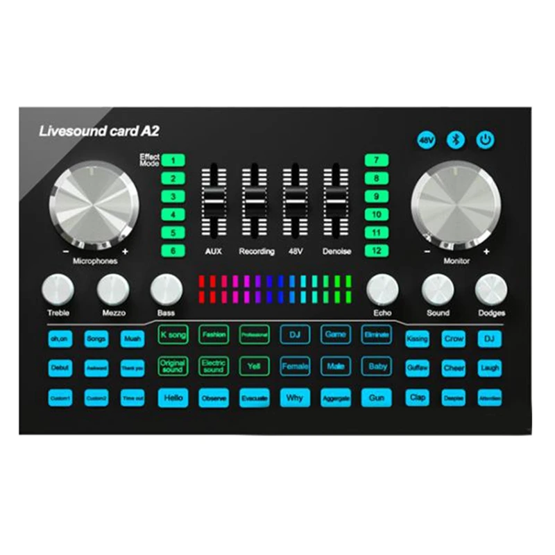 A2 Живая звуковая карта Портативная Bluetooth Профессия Регулируемая громкость звука