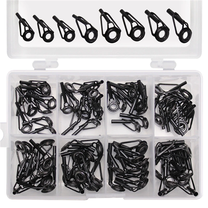 

8/80 Pcs/Box Size Fishing Rod Guide Tip Repair Kit Set DIY Eye Rings Stainless Steel Frames Ceramics TS Line Guide Ring