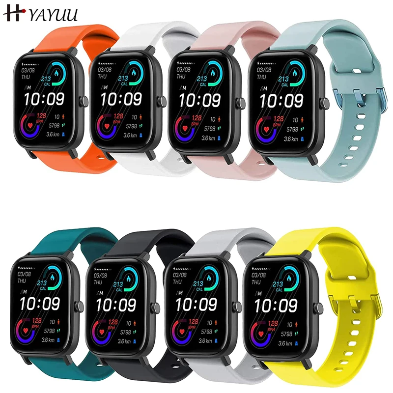 

Силиконовые ремешки 20 мм 22 мм для Amazfit GTS 3/2/2e/GTS 2 Mini/GTR 3/3 Pro/GTR2/2e/Stratos 2/3 сменный браслет для Amazfit Bip Strap